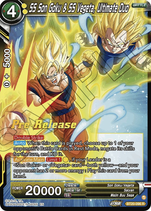 SS Son Goku & SS Vegeta, Ultimate Duo (BT20-096) [Power Absorbed Prerelease Promos] | Shuffle n Cut Hobbies & Games