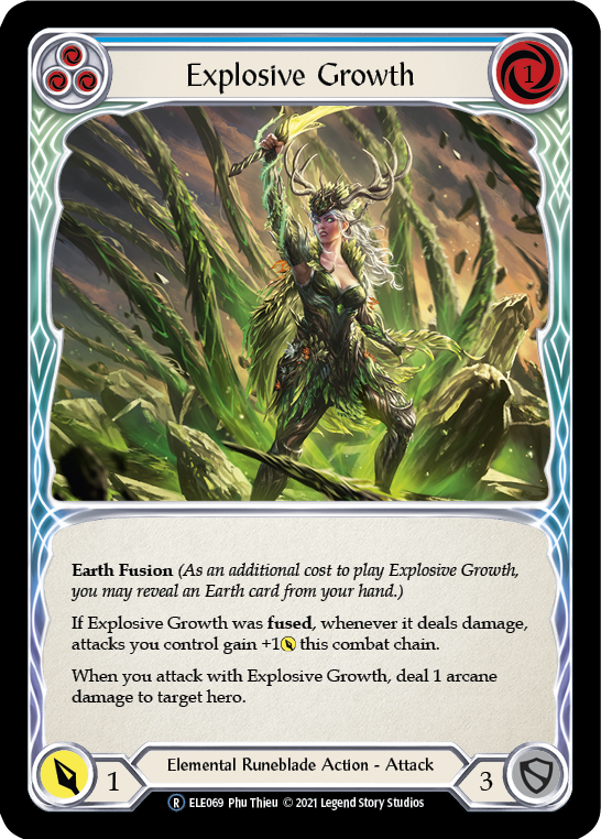 Explosive Growth (Blue) [U-ELE069] Unlimited Rainbow Foil | Shuffle n Cut Hobbies & Games