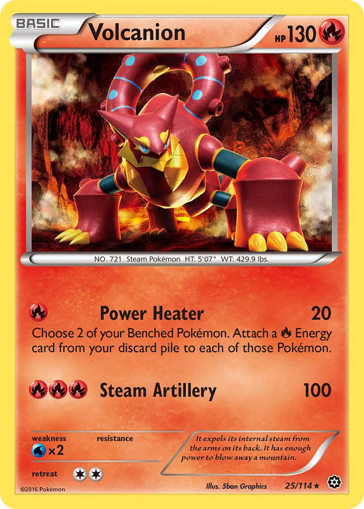 Volcanion (25/114) (Cracked Ice Holo) (Theme Deck Exclusive) [XY: Steam Siege] | Shuffle n Cut Hobbies & Games