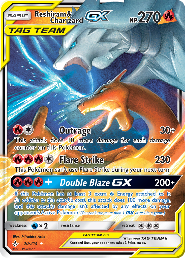 Reshiram & Charizard GX (20/214) [Sun & Moon: Unbroken Bonds] | Shuffle n Cut Hobbies & Games