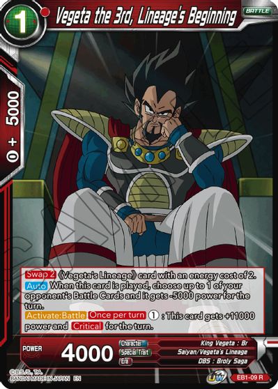 Vegeta the 3rd, Lineage's Beginning (EB1-009) [Battle Evolution Booster] | Shuffle n Cut Hobbies & Games