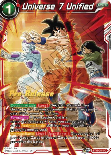 Universe 7 Unified (BT16-019) [Realm of the Gods Prerelease Promos] | Shuffle n Cut Hobbies & Games