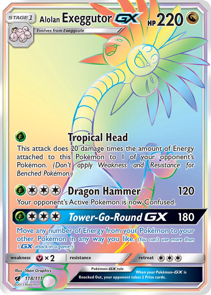 Alolan Exeggutor GX (118/111) [Sun & Moon: Crimson Invasion] | Shuffle n Cut Hobbies & Games