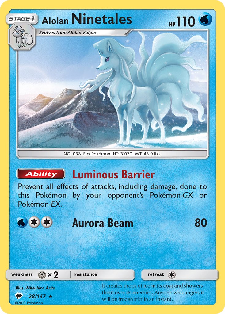 Alolan Ninetales (28/147) (Water Web Holo) (Theme Deck Exclusives) [Sun & Moon: Burning Shadows] | Shuffle n Cut Hobbies & Games