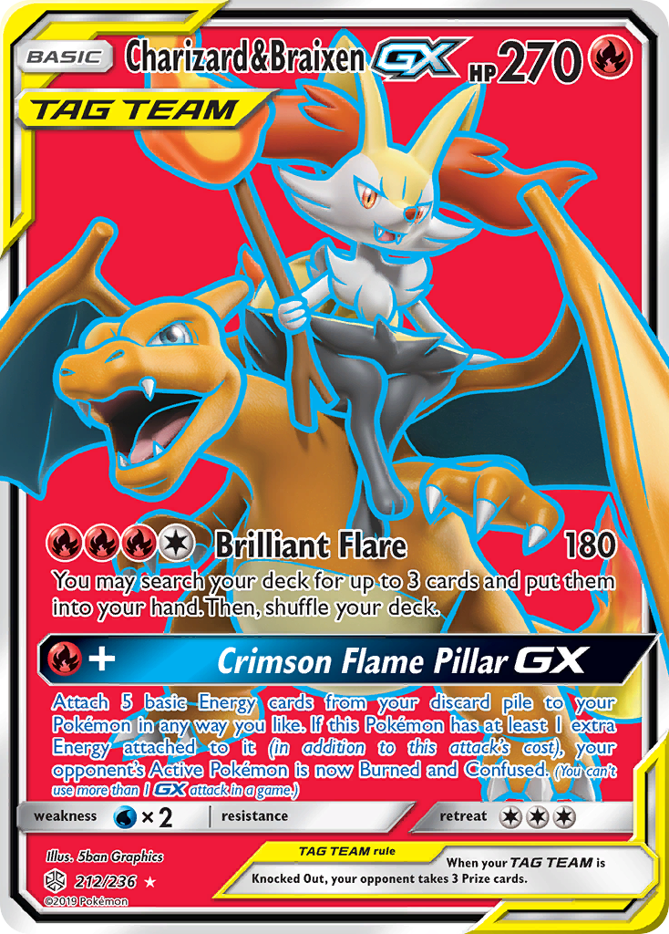 Charizard & Braixen GX (212/236) [Sun & Moon: Cosmic Eclipse] | Shuffle n Cut Hobbies & Games