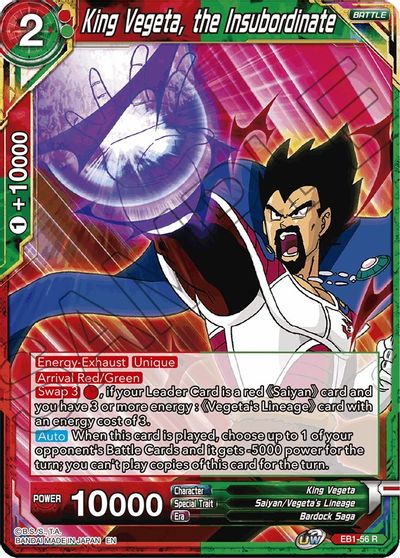 King Vegeta, the Insubordinate (EB1-56) [Battle Evolution Booster] | Shuffle n Cut Hobbies & Games