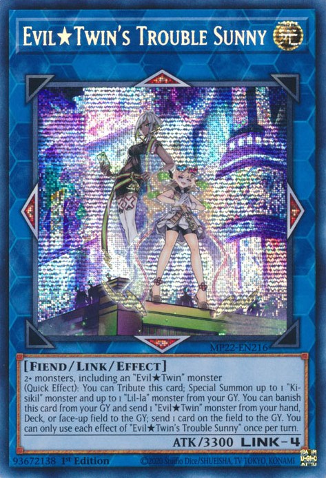 Evil Twin's Trouble Sunny [MP22-EN216] Prismatic Secret Rare | Shuffle n Cut Hobbies & Games