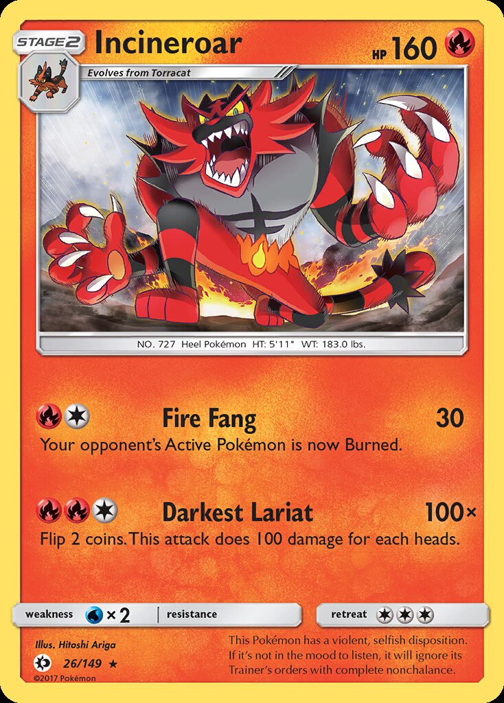 Incineroar (26/149) (Theme Deck Exclusive) [Sun & Moon: Base Set] | Shuffle n Cut Hobbies & Games