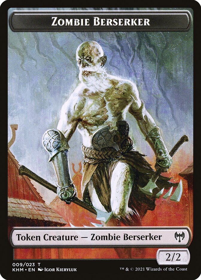 Human Warrior // Zombie Berserker Double-Sided Token [Kaldheim Tokens] | Shuffle n Cut Hobbies & Games