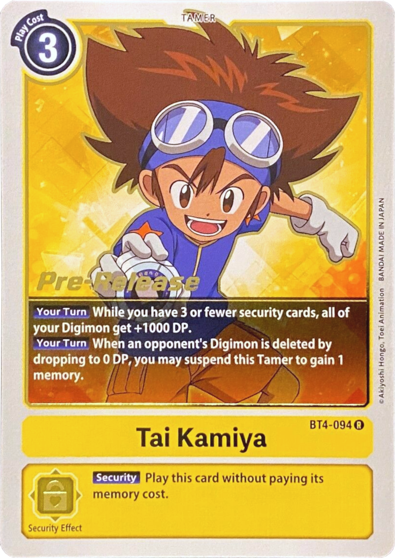 Tai Kamiya [BT4-094] [Great Legend Pre-Release Promos] | Shuffle n Cut Hobbies & Games