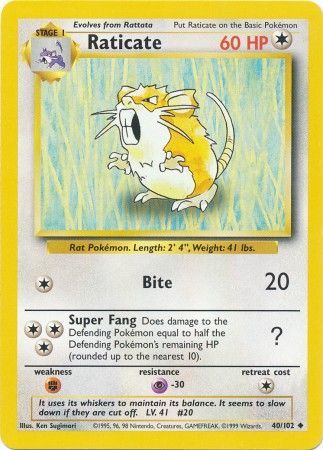 Raticate (40/102) [Base Set Unlimited] | Shuffle n Cut Hobbies & Games