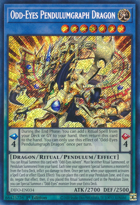 Odd-Eyes Pendulumgraph Dragon [DIFO-EN034] Secret Rare | Shuffle n Cut Hobbies & Games