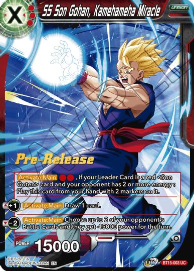 SS Son Gohan, Kamehameha Miracle (BT15-003) [Saiyan Showdown Prerelease Promos] | Shuffle n Cut Hobbies & Games