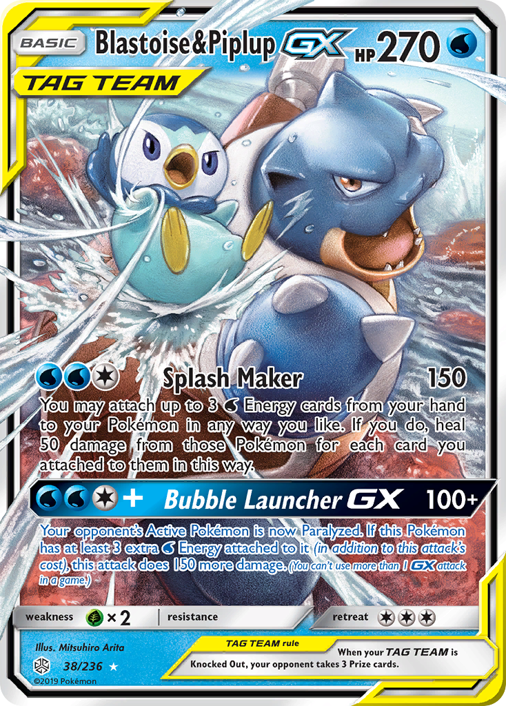 Blastoise & Piplup GX (38/236) [Sun & Moon: Cosmic Eclipse] | Shuffle n Cut Hobbies & Games