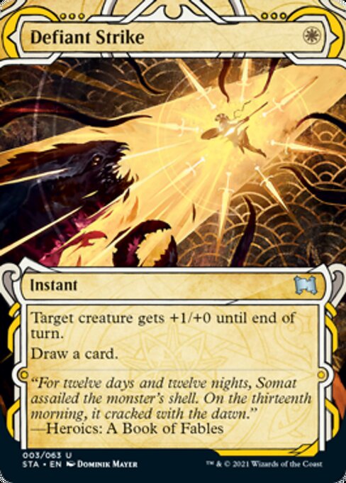 Defiant Strike (Foil Etched) [Strixhaven: School of Mages Mystical Archive] | Shuffle n Cut Hobbies & Games