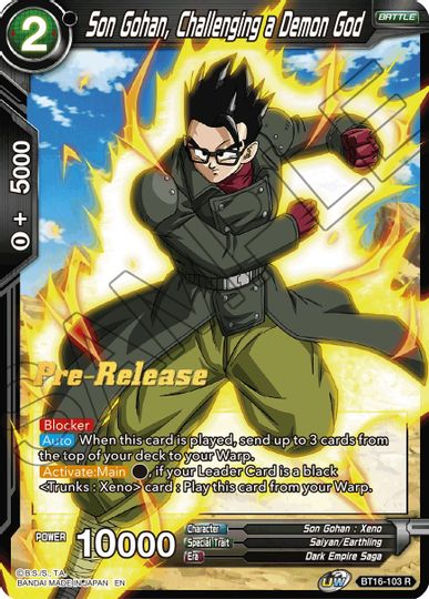 Son Gohan, Challenging a Demon God (BT16-103) [Realm of the Gods Prerelease Promos] | Shuffle n Cut Hobbies & Games