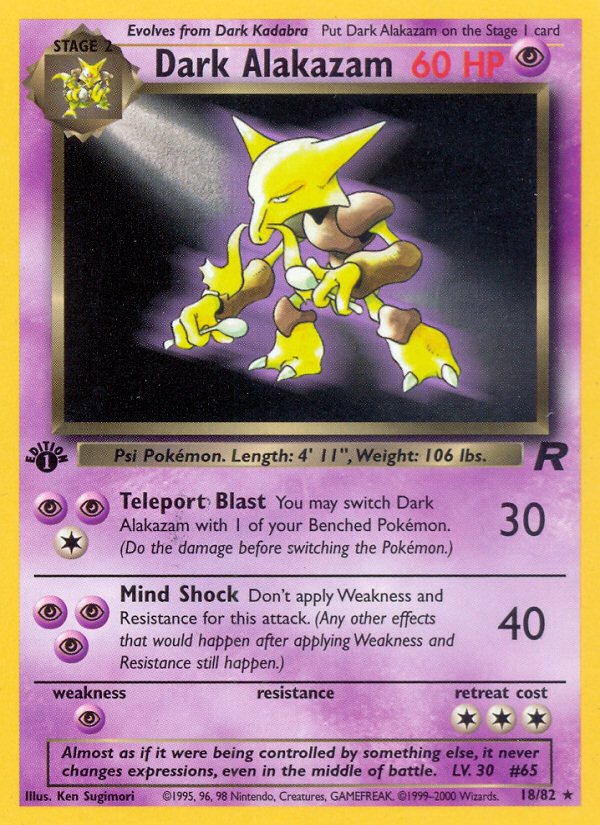 Dark Alakazam (18/82) [Team Rocket 1st Edition] | Shuffle n Cut Hobbies & Games