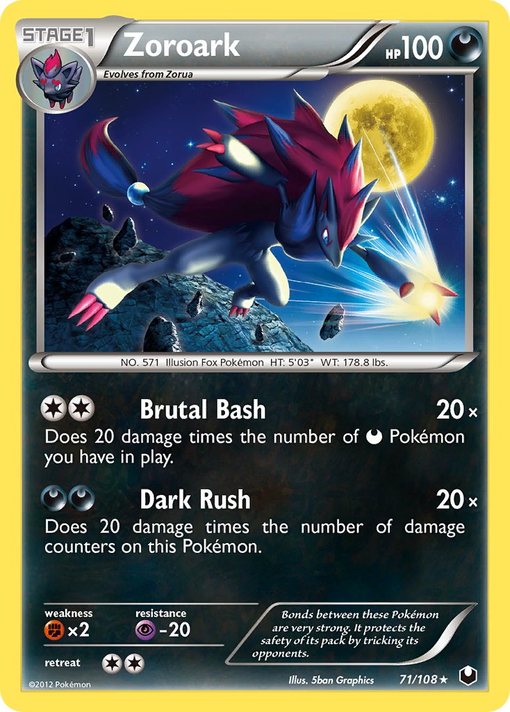 Zoroark (71/108) (Cracked Ice Holo) (Theme Deck Exclusive) [Black & White: Dark Explorers] | Shuffle n Cut Hobbies & Games