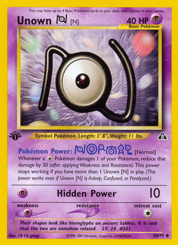 Unown [N] (50/75) [Neo Discovery 1st Edition] | Shuffle n Cut Hobbies & Games