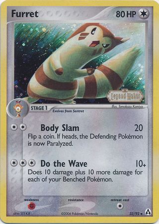 Furret (33/92) (Stamped) [EX: Legend Maker] | Shuffle n Cut Hobbies & Games