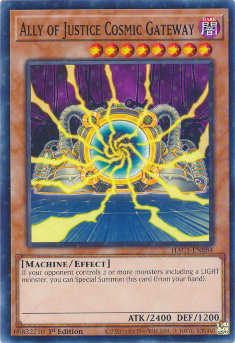 Ally of Justice Cosmic Gateway (Duel Terminal) [HAC1-EN084] Parallel Rare | Shuffle n Cut Hobbies & Games