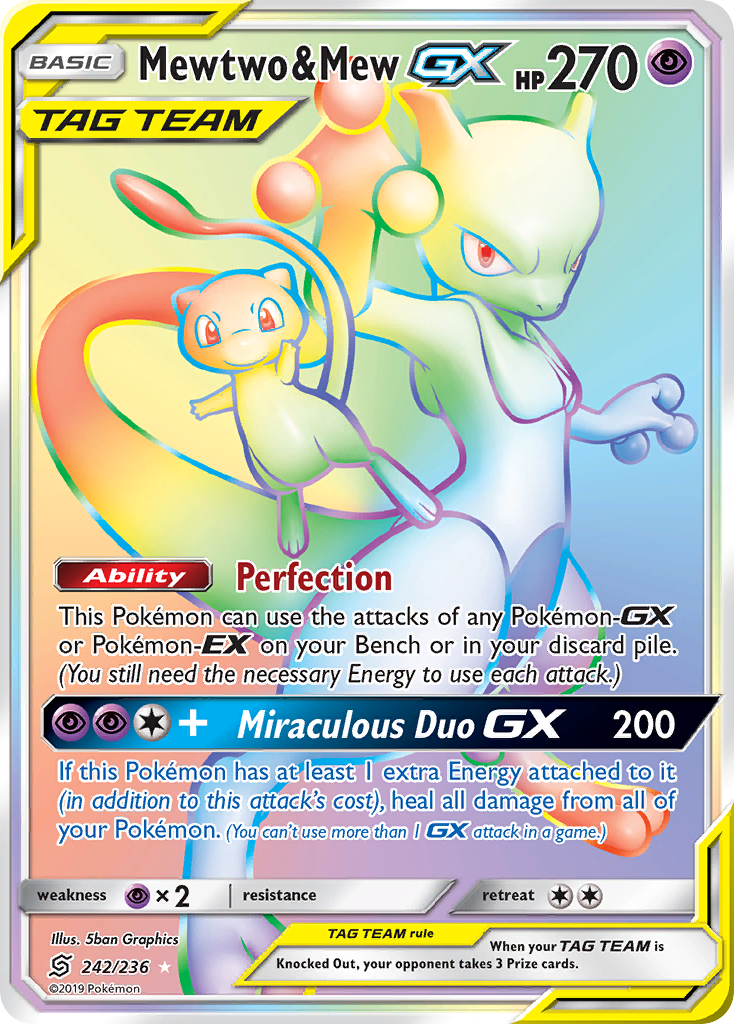 Mewtwo & Mew GX (242/236) [Sun & Moon: Unified Minds] | Shuffle n Cut Hobbies & Games