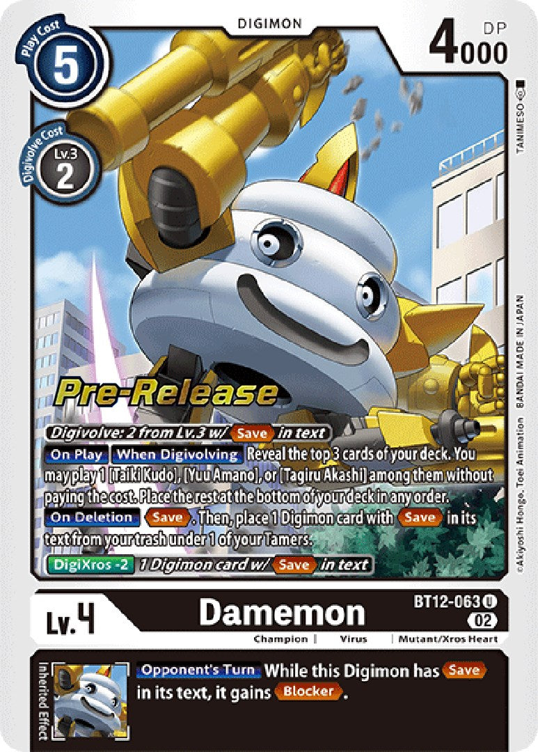 Damemon [BT12-063] [Across Time Pre-Release Cards] | Shuffle n Cut Hobbies & Games