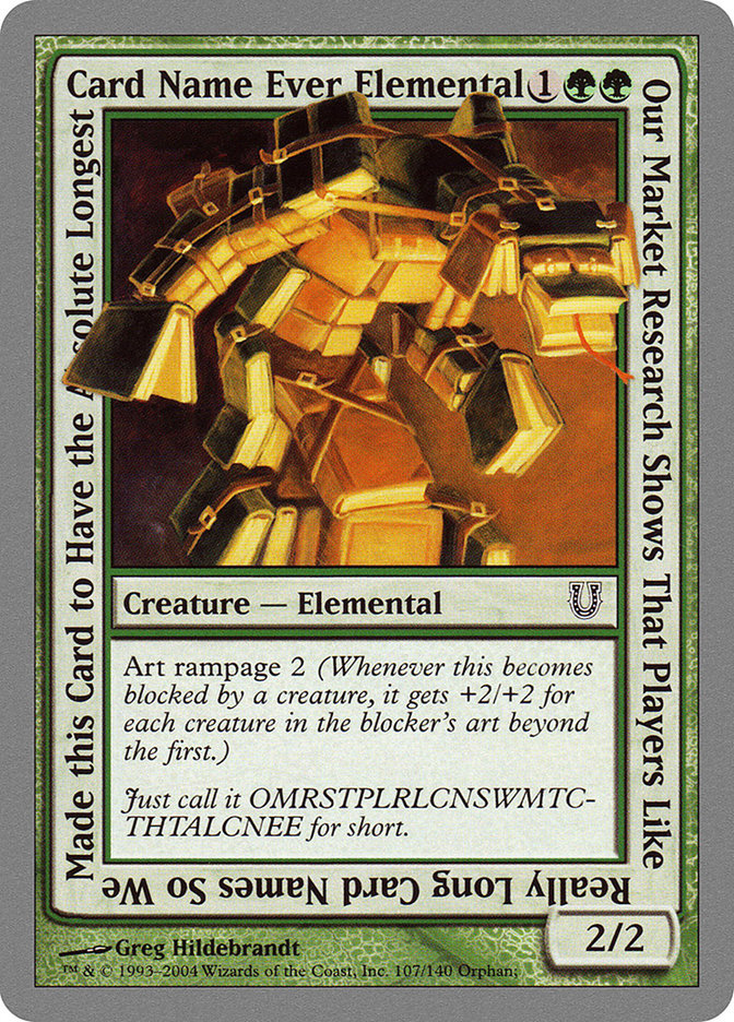 Our Market Research Shows That Players Like Really Long Card Names So We Made this Card to Have the Absolute Longest Card Name Ever Elemental [Unhinged] | Shuffle n Cut Hobbies & Games