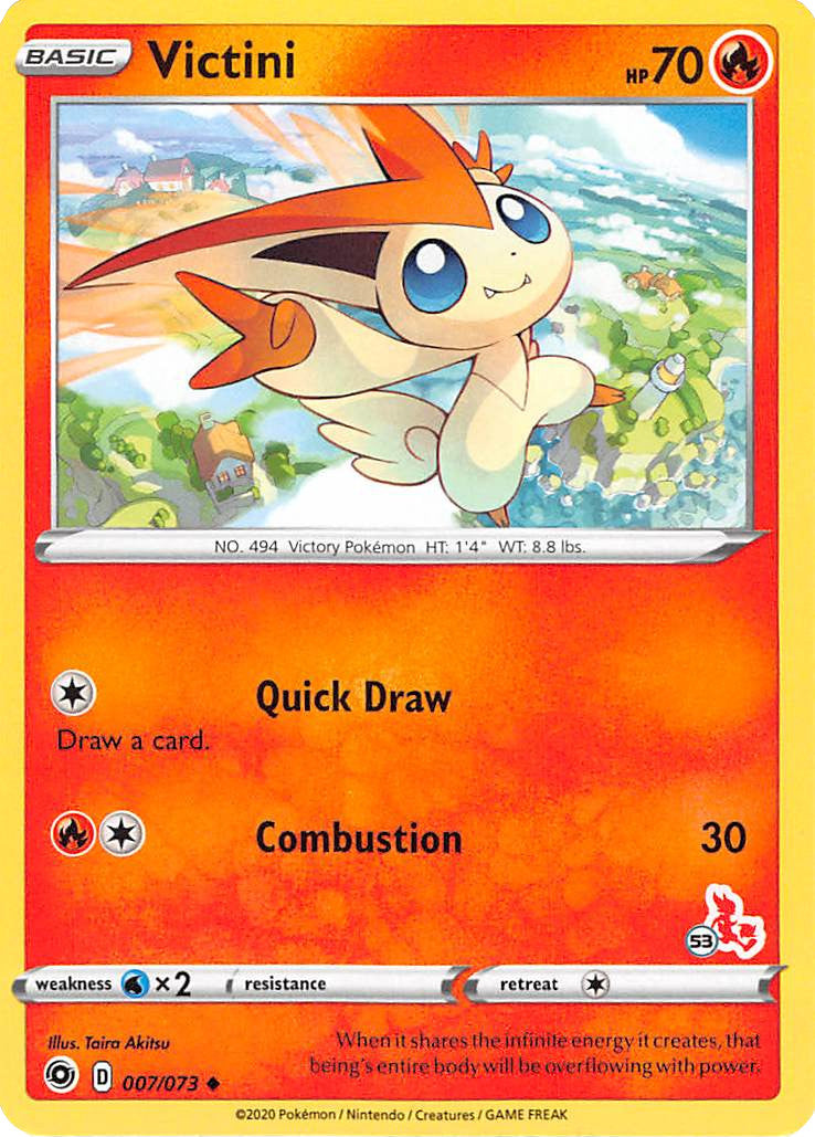 Victini (007/073) (Cinderace Stamp #53) [Battle Academy 2022] | Shuffle n Cut Hobbies & Games