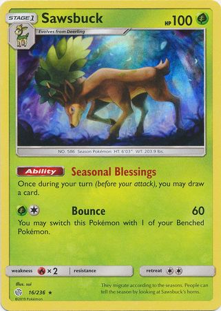 Sawsbuck (16/236) (Build & Battle Box Exclusive) [Sun & Moon: Cosmic Eclipse] | Shuffle n Cut Hobbies & Games