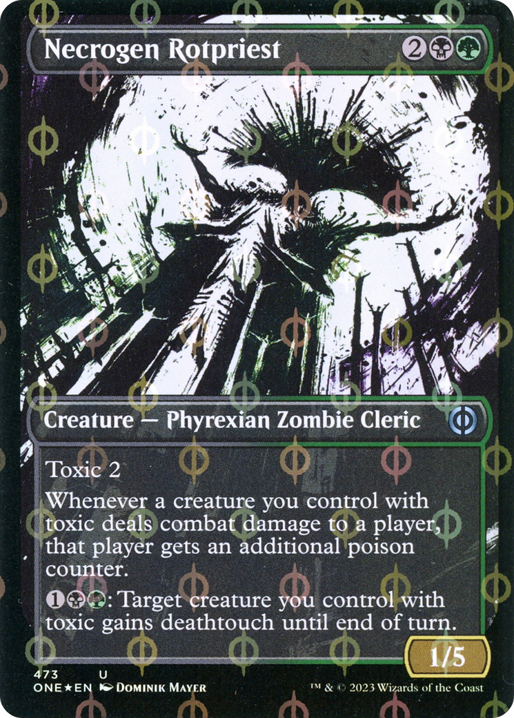 Necrogen Rotpriest (Borderless Ichor Step-and-Compleat Foil) [Phyrexia: All Will Be One] | Shuffle n Cut Hobbies & Games