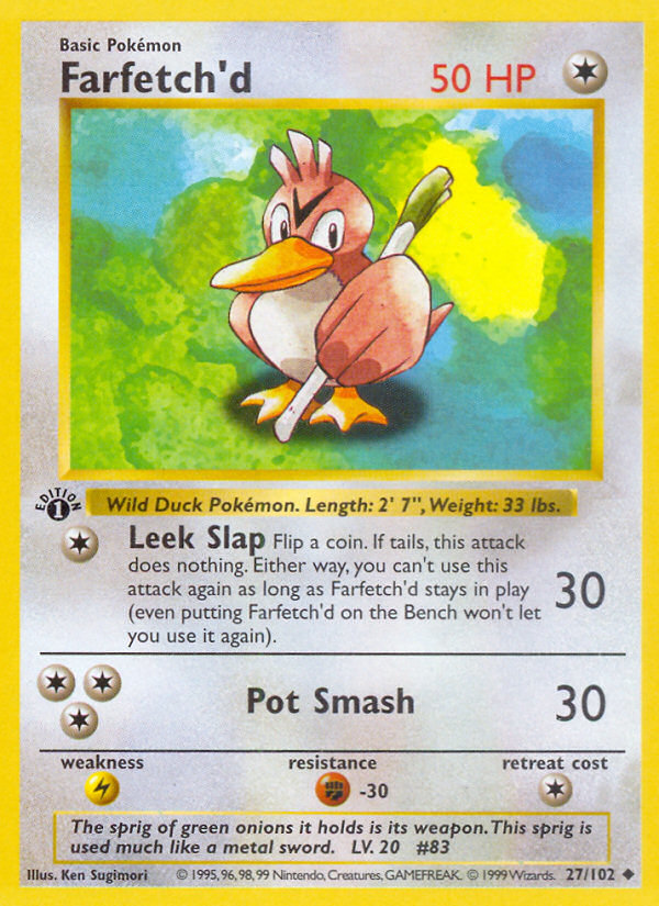 Farfetch'd (27/102) (Shadowless) [Base Set 1st Edition] | Shuffle n Cut Hobbies & Games