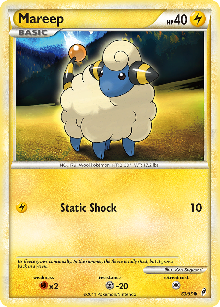 Mareep (63/95) [HeartGold & SoulSilver: Call of Legends] | Shuffle n Cut Hobbies & Games