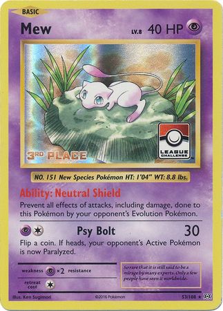 Mew (53/108) (League Promo 3rd Place) [XY: Evolutions] | Shuffle n Cut Hobbies & Games