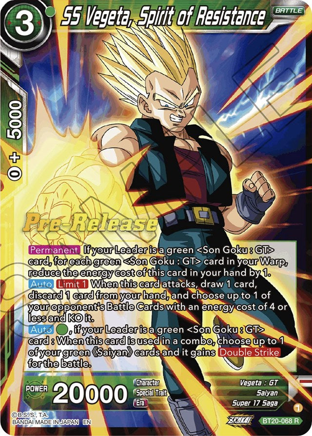 SS Vegeta, Spirit of Resistance (BT20-068) [Power Absorbed Prerelease Promos] | Shuffle n Cut Hobbies & Games