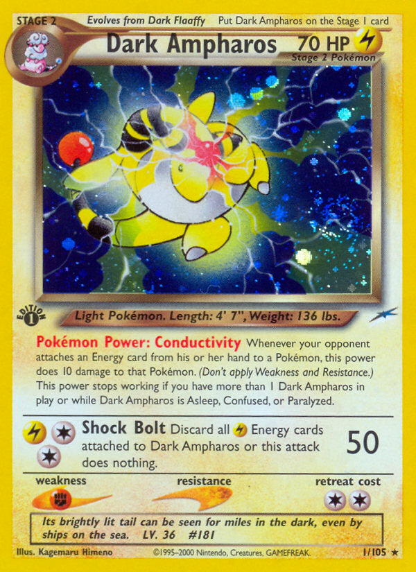 Dark Ampharos (1/105) [Neo Destiny 1st Edition] | Shuffle n Cut Hobbies & Games