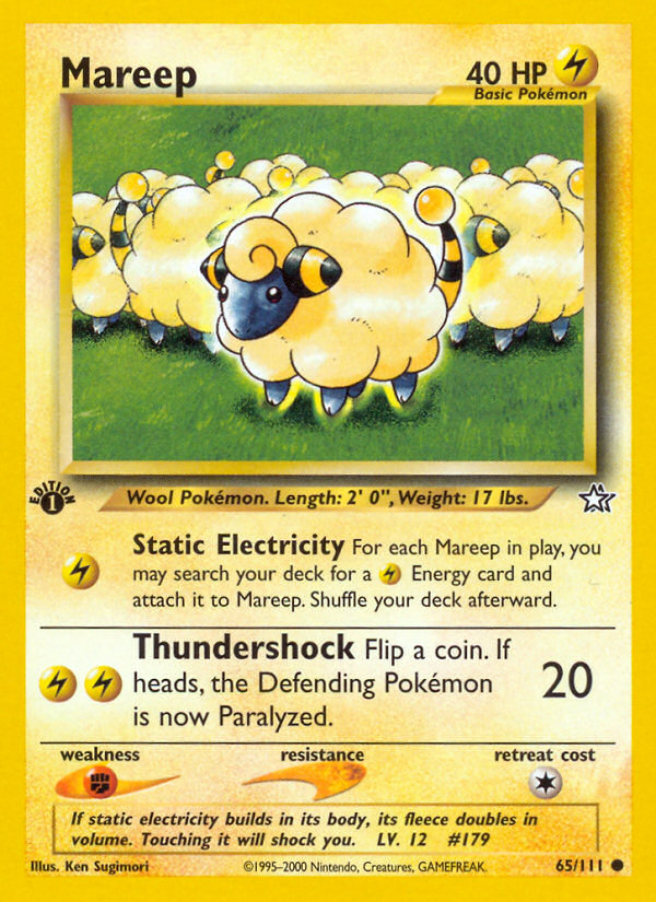 Mareep (65/111) [Neo Genesis 1st Edition] | Shuffle n Cut Hobbies & Games