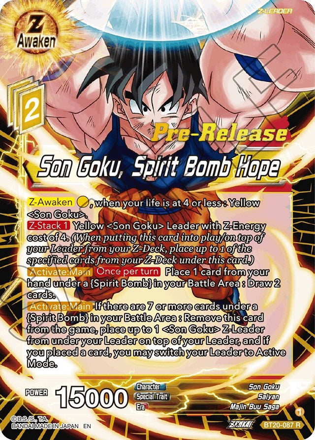 Son Goku, Spirit Bomb Hope (BT20-087) [Power Absorbed Prerelease Promos] | Shuffle n Cut Hobbies & Games