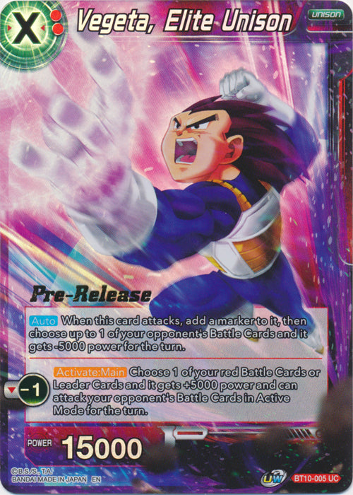 Vegeta, Elite Unison (BT10-005) [Rise of the Unison Warrior Prerelease Promos] | Shuffle n Cut Hobbies & Games