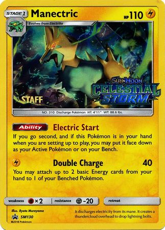 Manectric (SM130) (Staff Prerelease Promo) [Sun & Moon: Black Star Promos] | Shuffle n Cut Hobbies & Games