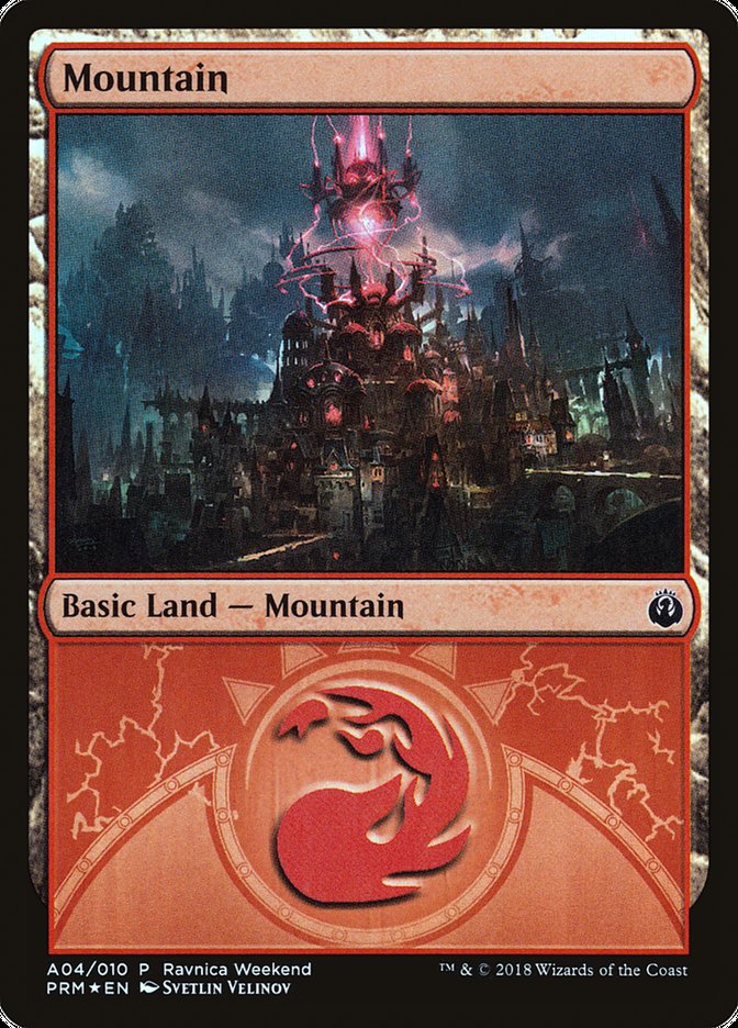 Mountain (A04) [Ravnica Allegiance Ravnica Weekend] | Shuffle n Cut Hobbies & Games