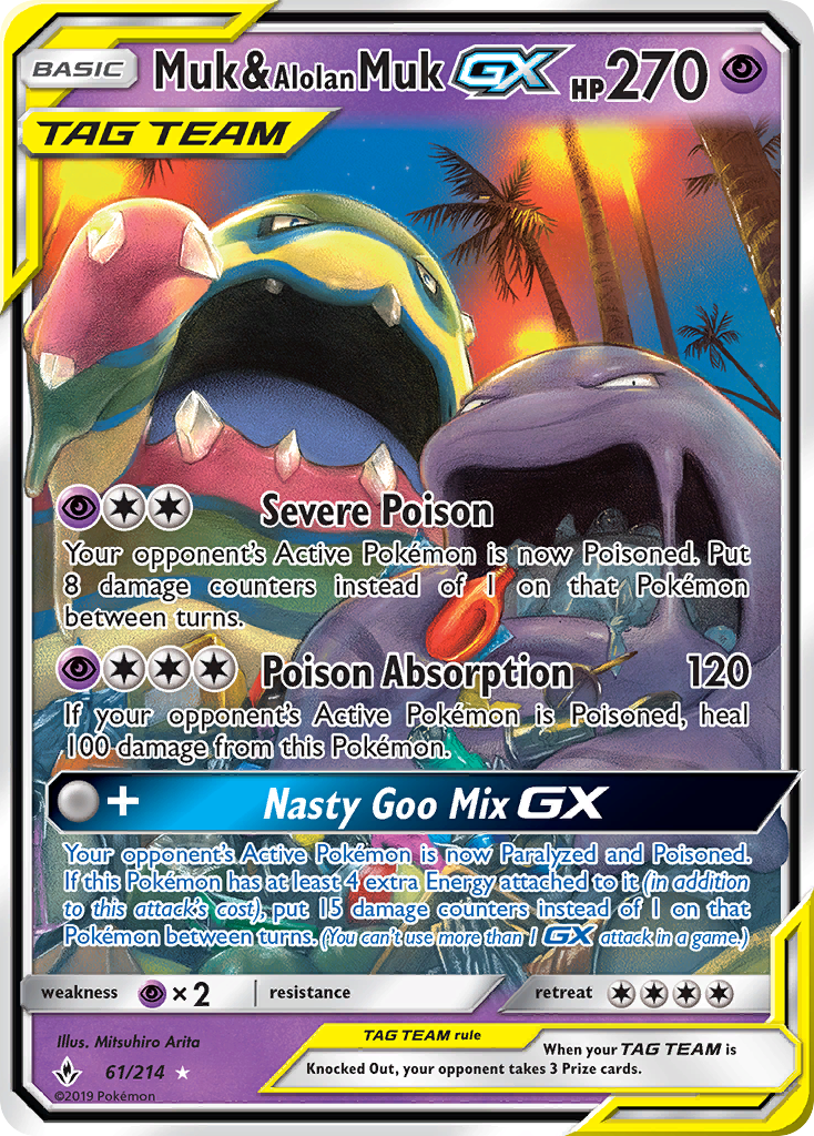 Muk & Alolan Muk GX (61/214) [Sun & Moon: Unbroken Bonds] | Shuffle n Cut Hobbies & Games