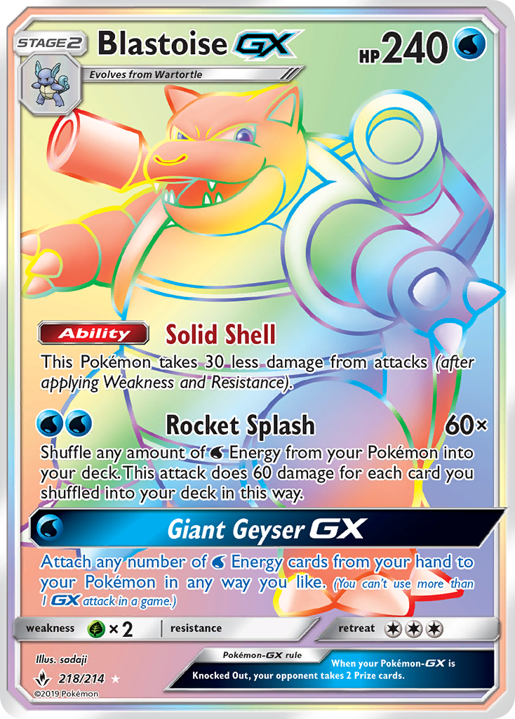 Blastoise GX (218/214) [Sun & Moon: Unbroken Bonds] | Shuffle n Cut Hobbies & Games