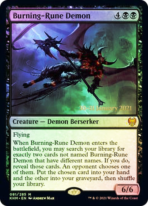 Burning-Rune Demon [Kaldheim Prerelease Promos] | Shuffle n Cut Hobbies & Games