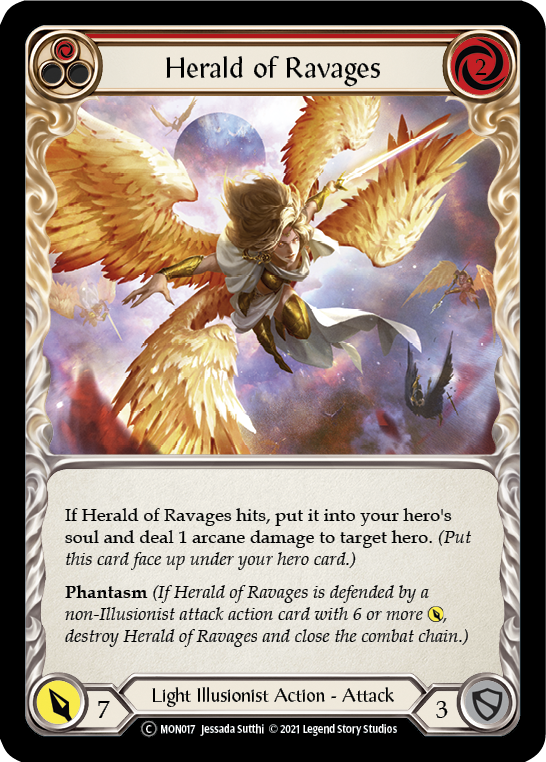 Herald of Ravages (Red) (Rainbow Foil) [U-MON017-RF] Unlimited Edition Rainbow Foil | Shuffle n Cut Hobbies & Games