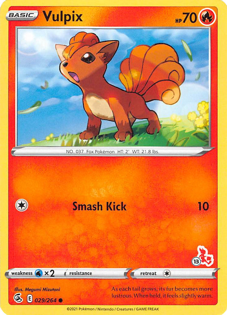 Vulpix (029/264) (Cinderace Stamp #13) [Battle Academy 2022] | Shuffle n Cut Hobbies & Games