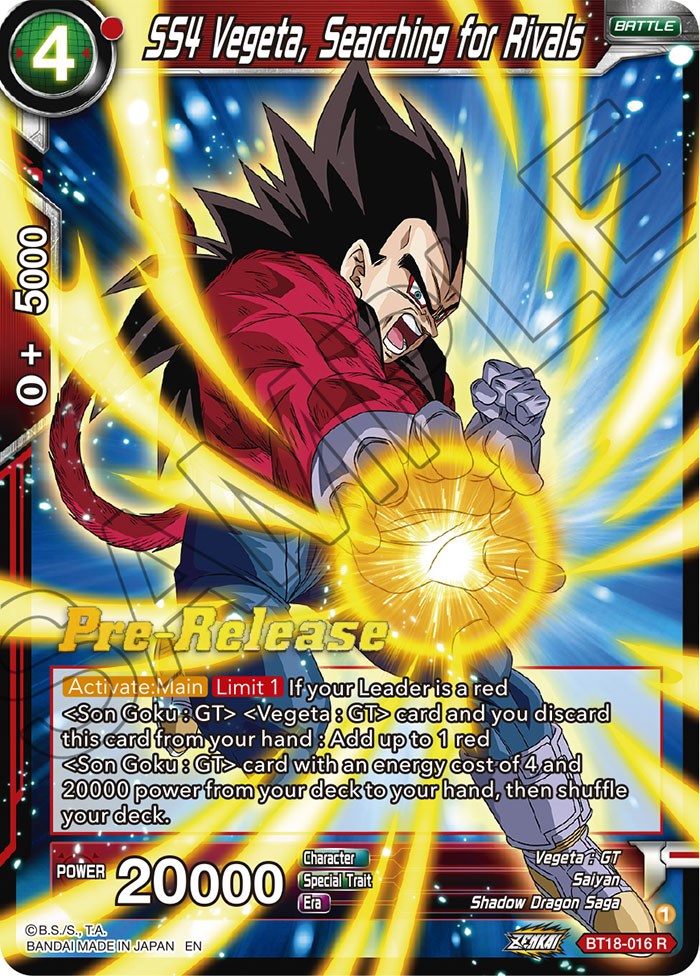 SS4 Vegeta, Searching for Rivals (BT18-016) [Dawn of the Z-Legends Prerelease Promos] | Shuffle n Cut Hobbies & Games