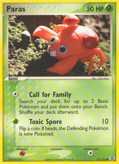 Paras (72/112) [EX: FireRed & LeafGreen] | Shuffle n Cut Hobbies & Games