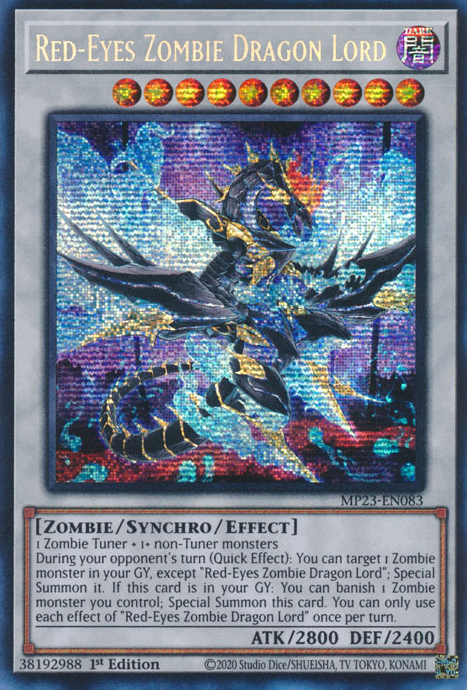 Red-Eyes Zombie Dragon Lord [MP23-EN083] Prismatic Secret Rare | Shuffle n Cut Hobbies & Games