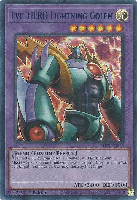 Evil HERO Lightning Golem (Blue) [LDS3-EN028] Ultra Rare | Shuffle n Cut Hobbies & Games